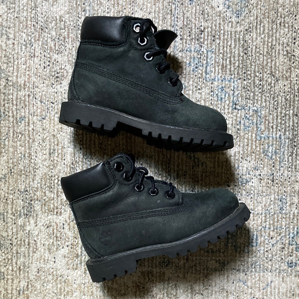 Timberland Kids 6” Premium Waterproof Black Leather Boots